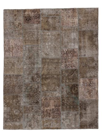 Patchwork Rug Hand Knotted 202X257 Brown/Black Persia