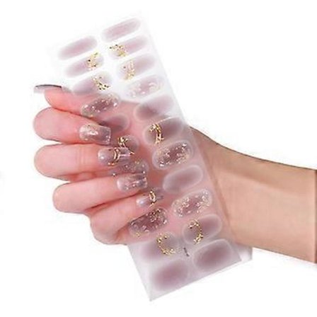 22 stk. Selvklæbende Negleklistermærker i Varme Farver, Fuld Negleindpakning til Neglekunst