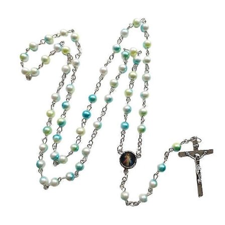 Halskæde til mænd og kvinder, vintage Jesus Kristus krucifiks kors rosenkrans perler halskæde