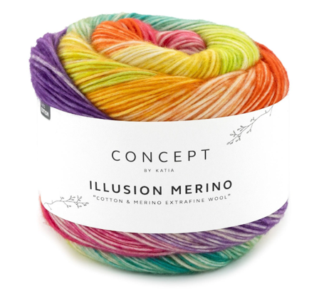 Katia Illusion-Merino Rose-Bjørnebær-Petrol 304, 200g