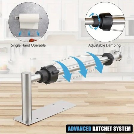 Hushållspappershållare Under Skåp med Dämpning – Rostfritt Stål, Väggmonterad, Enkel Att Använda_TF_TF