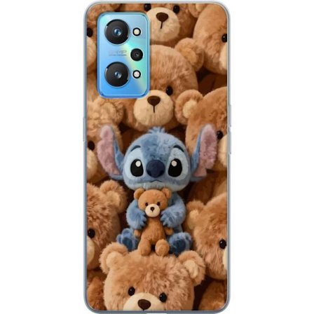 Kompatibel Mobilcover til Realme GT Neo2 Stitch omgivet af brune teddybjørne med en lille teddybjørn i armene i en sød og hyggelig kawaii-design