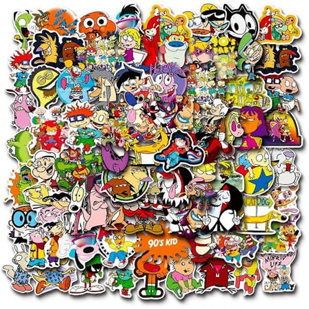 100 st 90-tals tecknade klistermärken, vattentäta vinylklistermärken för bärbar dator, stötfångare, skateboard, vattenflaskor, dator, telefon, 