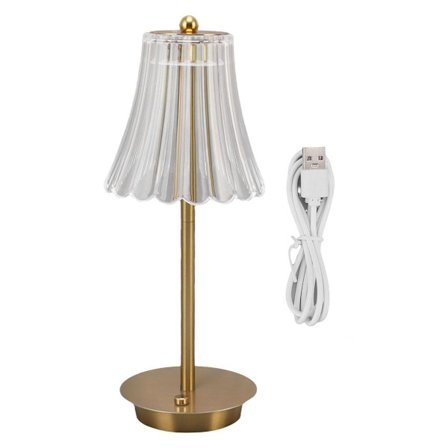 Krystal Touch Bedside Lampe Trådløs Dæmpbar Kobberfarvet KLB