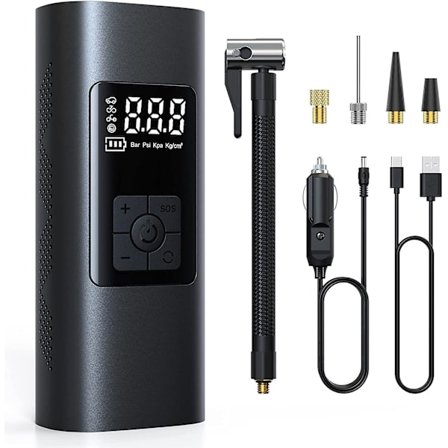 Sladdlös och uppladdningsbar däckpump, 6000mah batteridriven däckpump 150 Psi bilpump elektrisk cykelpump handhållen miniluftpump kompressor 