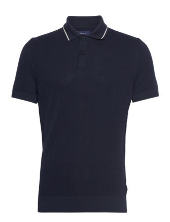 D1. Ss Pique Texture Polo Navy GANT