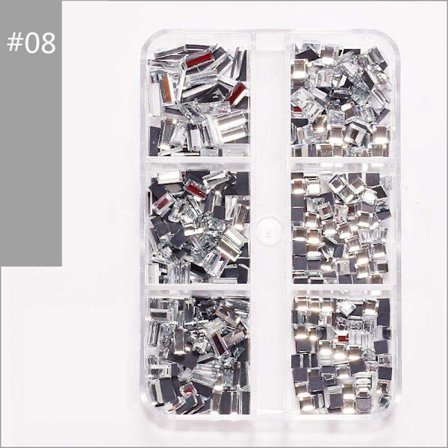 6st Rhinestone i olika storlekar i ask - Nageldekorationer