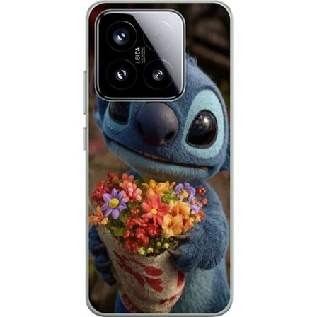 Kompatibel Mobilcover til Xiaomi Xiaomi 15 Sød blå figur med store øjne, der holder en farverig buket i en varm og kær stil