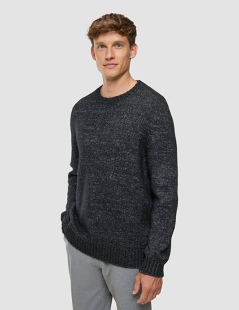 Shaping New Tomorrow - Chunky Soft Wool Knit Crewneck - Charcoal Melange - Herr - Storlek S