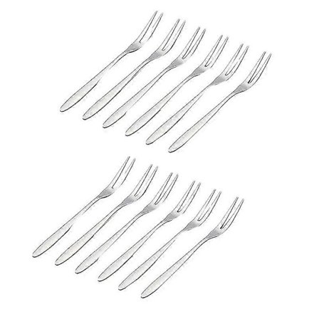 12 stk Dessertgafler, 5,1 tommer rustfritt stål Mini Salat Fruktgaffel Smaksgafler Gaffel (FMY)