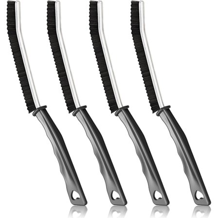 Fugerengjøringsbørste, rengjøringsbørste for baderomsfliser, rengjøringsverktøy for smale sprekker med langt håndtak, liten skrubbebørste (4 stk.)