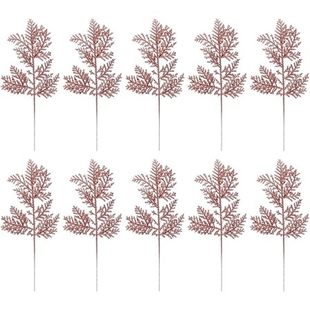 10 stk. Glitter Kunstige Juleblade Trægrene Dekoration