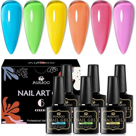 Gel Nagellack Set, 6 färger Glaze Glas Transparent Nagellack