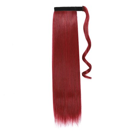 Syntetiskt hår 18/24 tum långt rak hästsvans omlott hästsvansklämma i hårförlängningar Svart hårstycke Huvudbonader