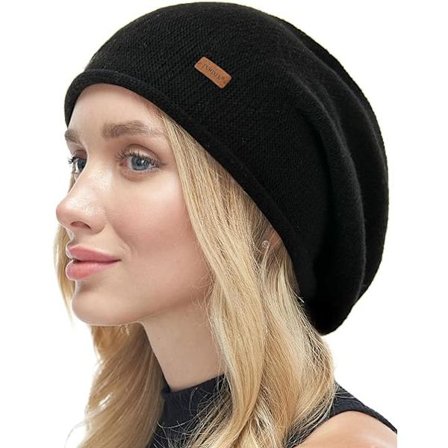 Cashmere Slouchy Beanies til kvinder Vinterhatte Blød varm hue Dame Uldstrik Hue