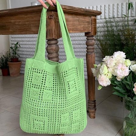 Strikkede skuldertasker Hæklet taske GRØN