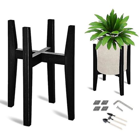 Justerbar Plante Stativ, Bambus Mid Century Moderne Indendørs Plante Stativer