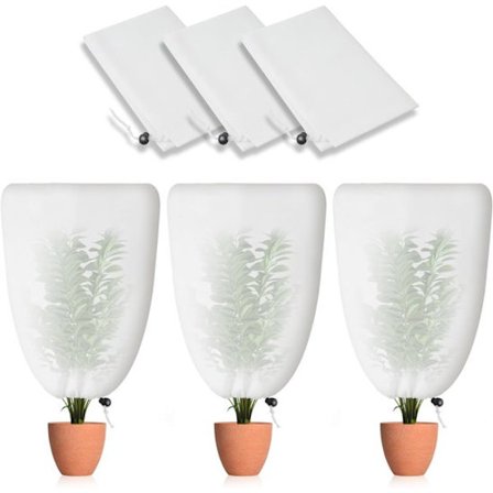 Vinterdækningssæt til udendørs planter (3 sæt) | 60 cm x 80 cm | Med snøre | Kuldebestandig, varmebestandig, genanvendelig