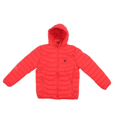 Elektrisk Opvarmet Hættetrøje med 3 Temperaturindstillinger, Enkeltstyring, 2 Zone USB Opvarmet Termisk Jakke til Mænd og Kvinder, Rød 3XL