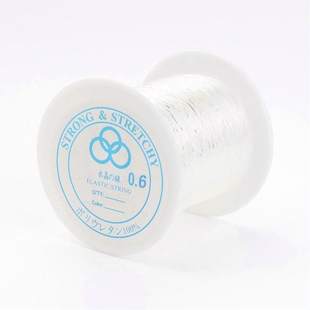 Stor rulle på 100 mt. transparent elastisk tråd 0,6 mm. Ø