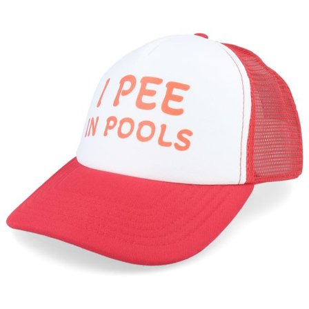Iconic - Röd trucker Keps - I Pee In Pools Foam Red/White Trucker @ Hatstore