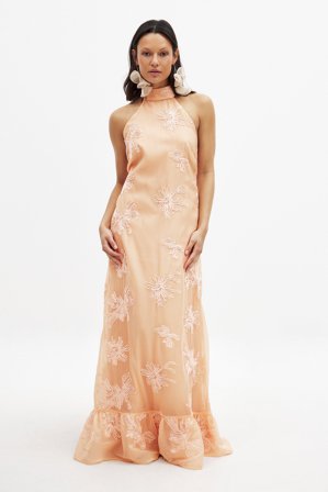 NA-KD Robe longue ornée d'ornements à dos nu - Robes de fête - Orange - EU 34