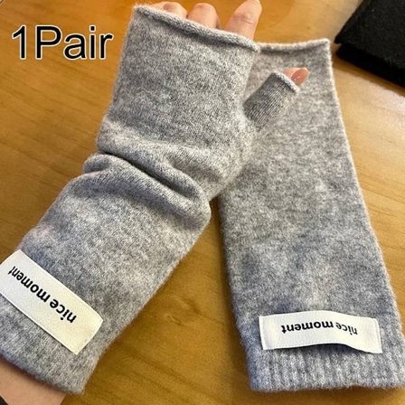 Bløde fingerløse cashmere-handsker til kvinder, lang model, med forbundne fingre.