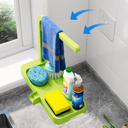2 Sätt Mesa/Vägg Hylla Torkställning med Svamphållare Handfat Disktrasa Hyllor Kökshylla Duschhylla