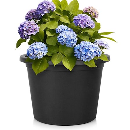 Trädgårdskruka i plast svart rund 39 cm