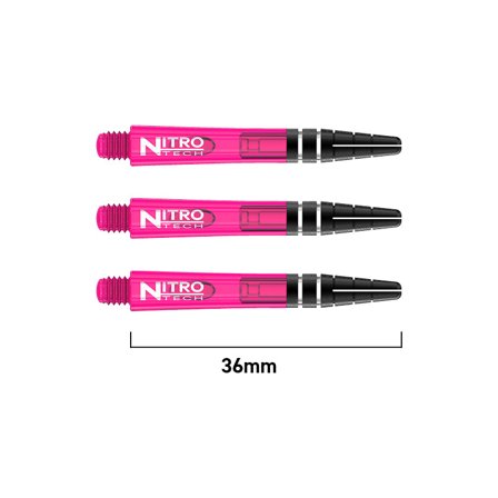 Red Dragon Darts Nitrotech Shafts Pink 9x 36mm Polycarbonate, Replacement Dart Shafts, Professional Darts