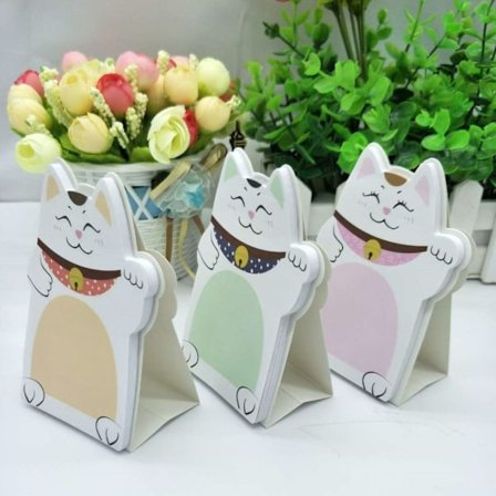 3 STK Kawaii Sticky Notes Standing Notes Lucky Cat Sticky Notes