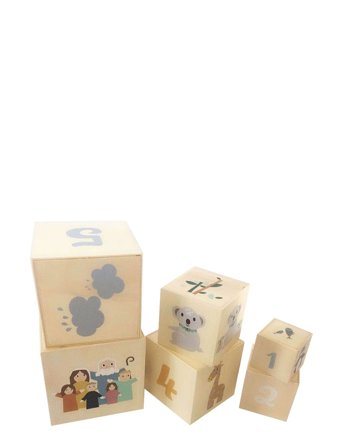 Wooden Stacking Tower" Noah's Ark " Patterned Magni Toys