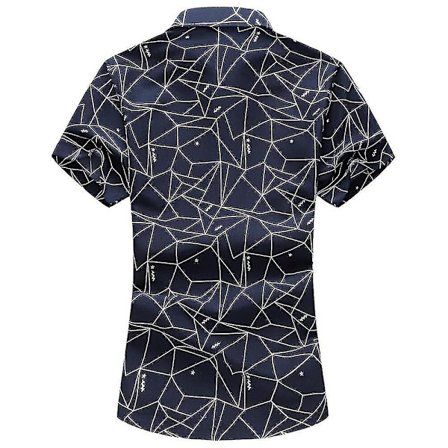 Plus Size Men Holiday Button Down-skjortor Sommar Casual Beach Kortärmad Topp