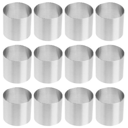 12 kpl kakkurenkaan muotit ruostumattomasta teräksestä Mousse-muotti pyöreä kakunvalmistusmuotti [dB}