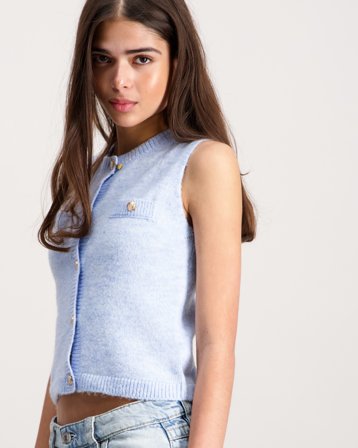 Gina Tricot Young Y knitted vest Bleu Pulls Fille - Kids Brand Store