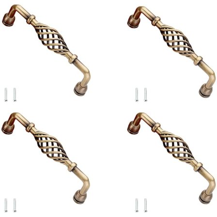 4 stk Vintage-stil håndtak, fuglebur skuffehåndtak, metall B
