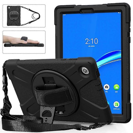 Stöttåligt färgglatt silikon + PC-skyddsfodral med hållare, handrem och axelrem för Lenovo Tab M10 Plus TB-X606F