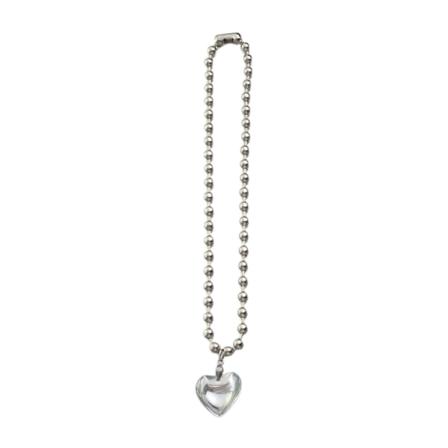 Söt Kärlekshjärta Halsband för Kvinnor Flickor Kpop Mode Pärlkedja Halsband Estetisk Grunge Y2k Tillbehör Smycken Silver white