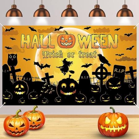 Halloween-taustabanneri,xinerittäin suuri kangas Halloween-banneri Halloween-valokuvakopin taustakoristelu sisäkäyttöön ulkokaupan baarin koristeluun 