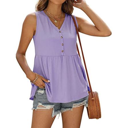 Kvinnor Button Down Pullover Ärmlös Blus