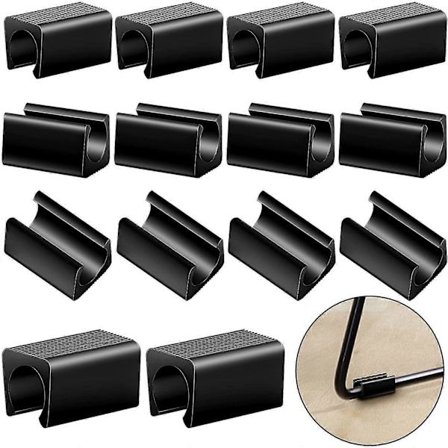 40 stk. Stolebensbeskyttere Rektangulær Form Stolebensklemmer Plastikdæksel Gulvglidere til U-formede Skridsikre Sorte Rørhætter -Sy