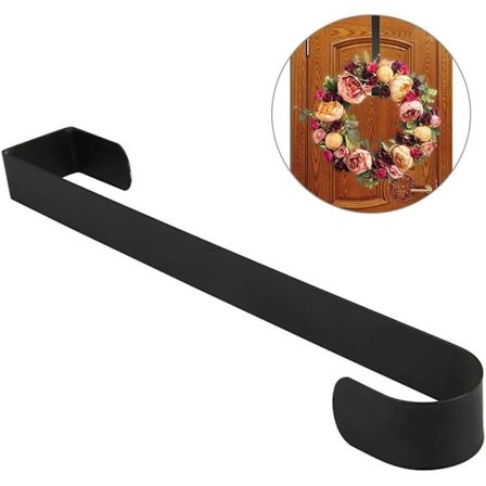 Seppeleen ripustin, ensiluokkainen 15 tuuman metallinen seppeleen ripustin, seppeleen pidike, seppeleen koukku joulukoristeisiin, suuri (musta)