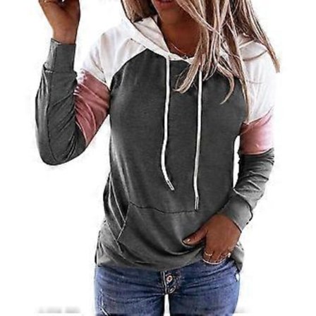 Dame Color Block Hættetrøjer Langærmet Sweatshirt med Lomme til Piger