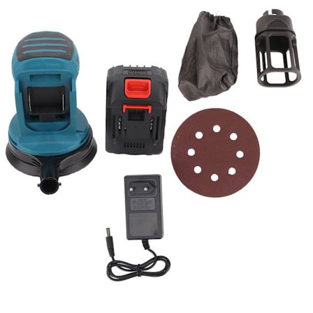 125 mm sladdlös orbitalslipmaskin med batteri Uppladdningsbar 3-växlad slipmaskin EU-kontakt 100‐240V