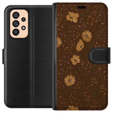 Kompatibelt Plånboksfodral till Samsung Samsung Galaxy A53 5G Bruna blommor retro blommönster blommig design 70-tals vintagestil mönster bohemisk t