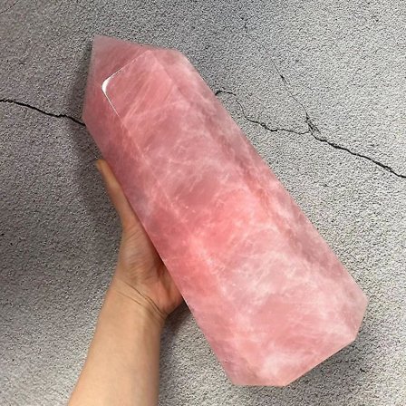 1,2 kg Naturlig Rosa Kvarts Krystall Obelisk Stave