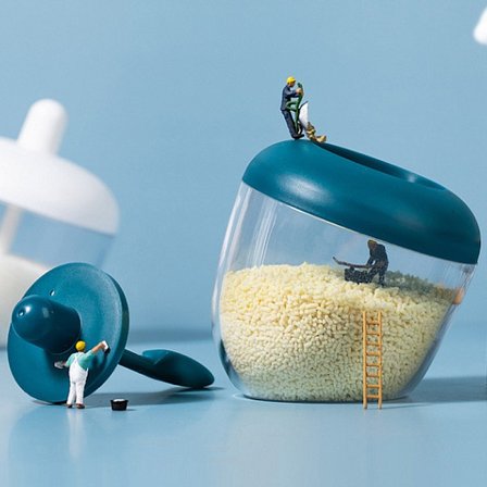 Läpinäkyvä kangas maustepurkki maustesäiliöt lusikalla