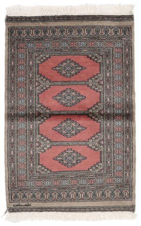 Pakistan Bokhara 2Ply Teppe Håndknyttet 76X120 Brun/Svart Pakistan