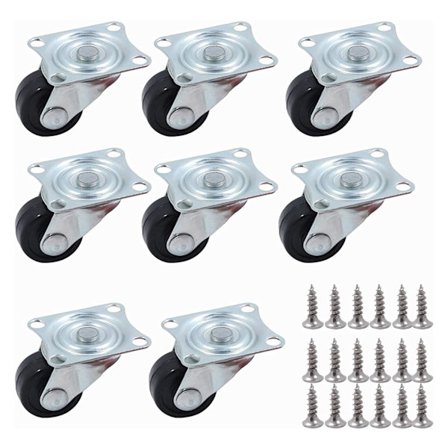 Swivel Castor Wheels, 8 Pack Rubber Casters and Wheels Trolley Wheels for Furniture with Stainless Steel Base Caster Wheels for Storage Cart