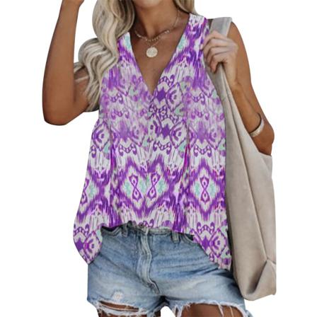 Damväst Printed Linne Ärmlös V-hals Casual